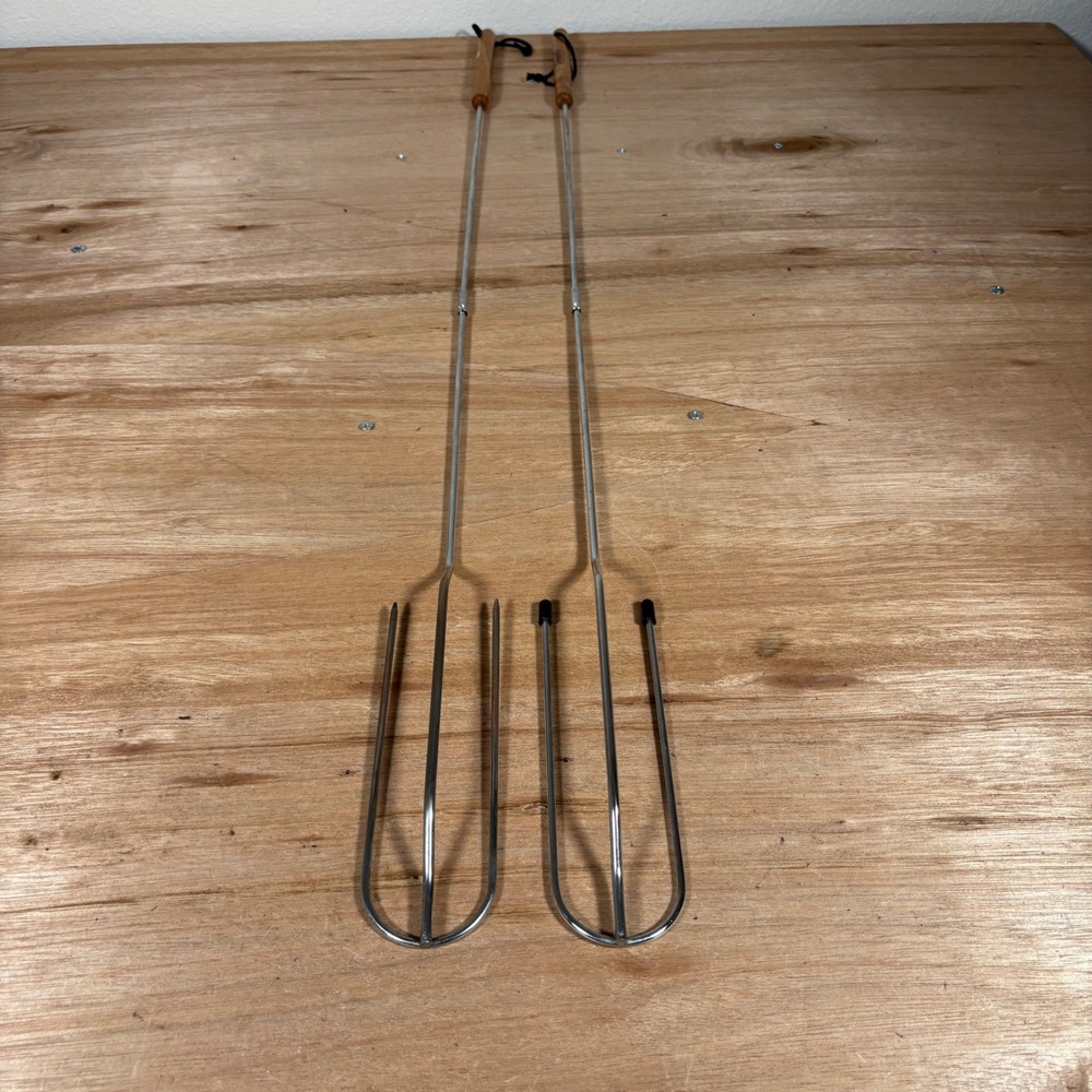 Coleman Extendable Roasting Sticks Set of 2 Wood Handle Campfire Fork
